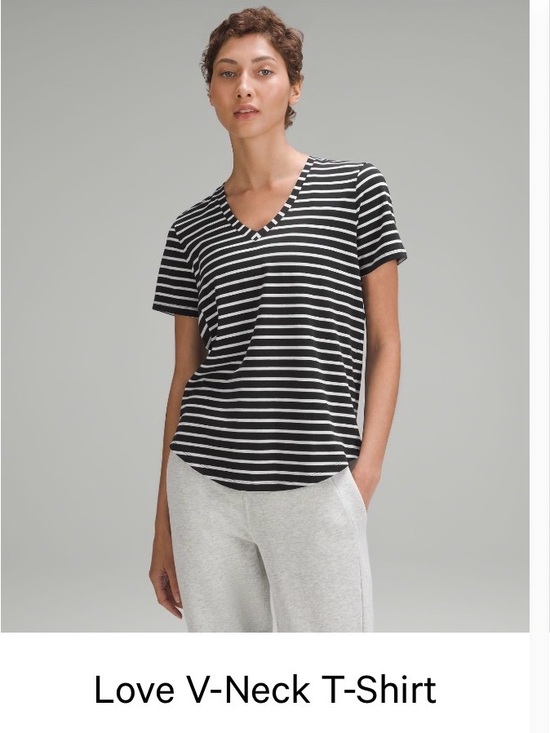 lululemon athletica Tops - lululemon athletica Black & White Striped V-Neck Tee